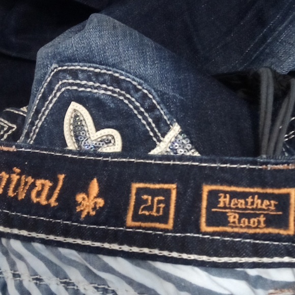 Rock Revival Women's 26 Bootcut Heather Embellished Shimmer Flap Pockets NWT - Picture 7 of 12